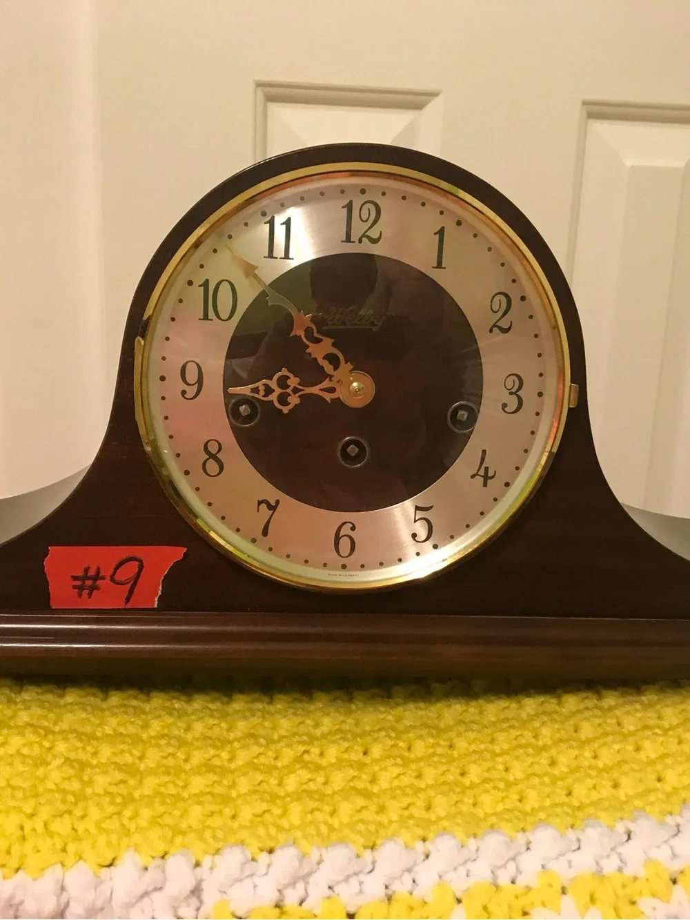 Classic Mantel Clock in Dark Brown and Gold